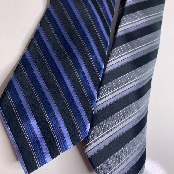 Men’s bundle neckties Stormy Skies Stripe blue Ties Professional Color block - Picture 3 of 5